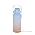 2000ML frosted plastic water bottle with gradual change portable bottle gym sports kettle 2 liter water bottle